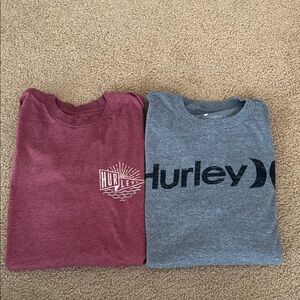 Hurley men’s l/s' Maroon and Gray Tees